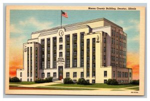 Vintage 1940's Postcard Art Deco Macon County Building E. Wood Decatur Illinois