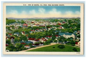 View Of Bristol Virginia To Tennessee From Belvedere Heights Vintage Postcard 