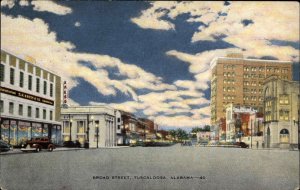 Tuscaloosa Alabama AL Broad Street SH Kress Co Linen Vintage Postcard