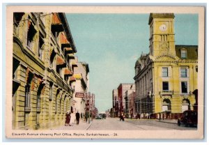 Regina Saskatchewan Canada Postcard Eleventh Avenue Showing Post Office c1940's