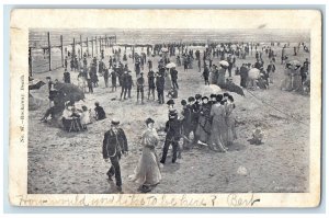 1906 Rockaway Beach People Scene Long Island New York NY Posted Vintage Postcard