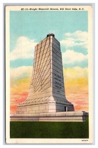 Wright Memorial Beacon Kill Devil Hills North Carolina NC Linen Postcard V9