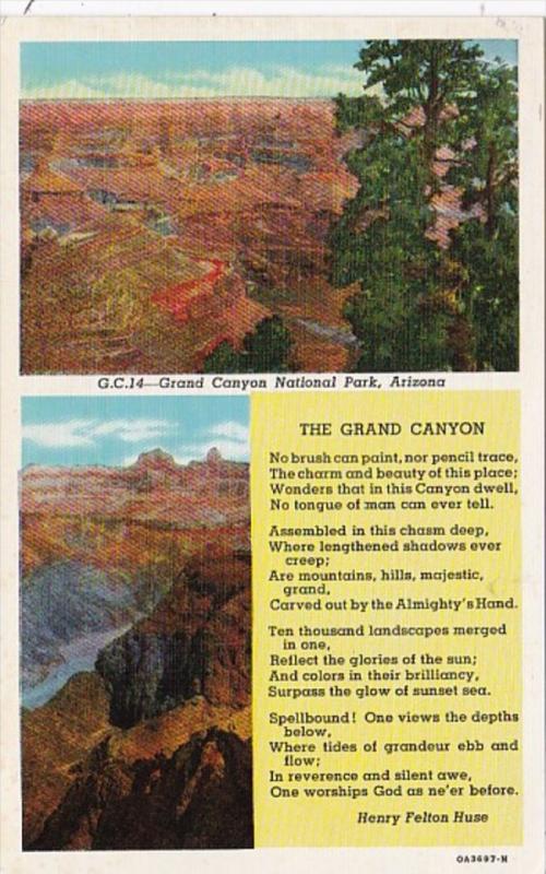 Arizona Grand Canyon Poem By Henry Felton Huse Curteich