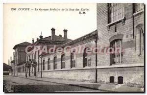 Old Postcard Clichy Le Groupe Scolaire of Rue des Ecoles