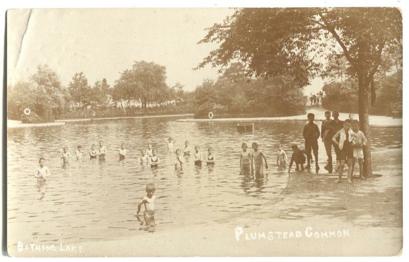 RPPC Postcard Plumstead Common Bathing Lake Greenwich Southeast London UK