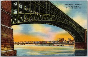 Eads Bridge Showing The Skyline Of Saint Louis Missouri MO Postcard