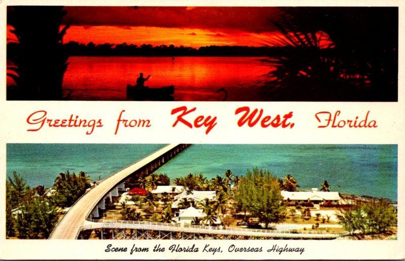 Florida Key West Greetings Showing Overseas Highway and Beautiful Sunset