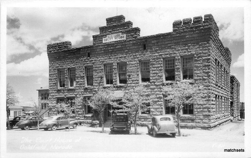 1940s GOLDFIELD NEVADA Court House Autos RPPC Real Photo postcard 2983