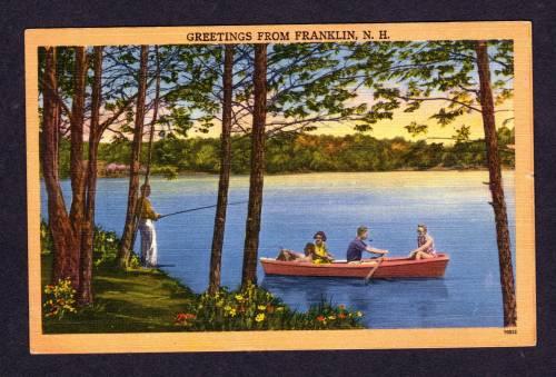 NH Greetings from FRANKLIN NEW HAMPSHIRE Linen Postcard