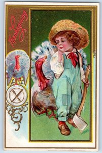 Sacramento California Postcard Thanksgiving Turkey And Little Boy Hatchet Nash