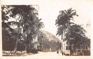 Ancon Canal Zone Panama Street of Palms Real Photo Vintage Postcard AA27795
