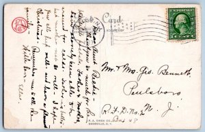 1913 MERRY CHRISMAS TEDDY BEAR CHILDREN IN PAJAMAS WREATH ANTIQUE POSTCARD