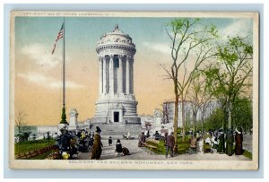 1914 Soldier's and Sailors Monument New York NY Bos Spring &NY RPO Postcard