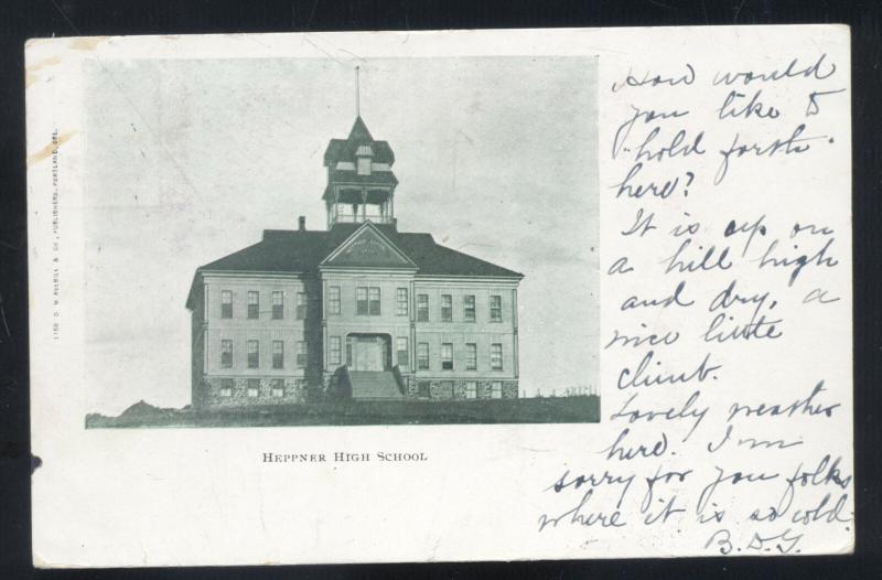 HEPPNER HIGH SCHOOL HEPPNER OREGON ANTIQUE VINTAGE POSTCARD 1906