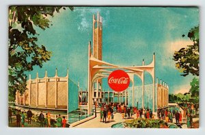 New York Worlds Fair Postcard Coca-Cola Soda Coke Beverage Pavilion Chrome 1965 