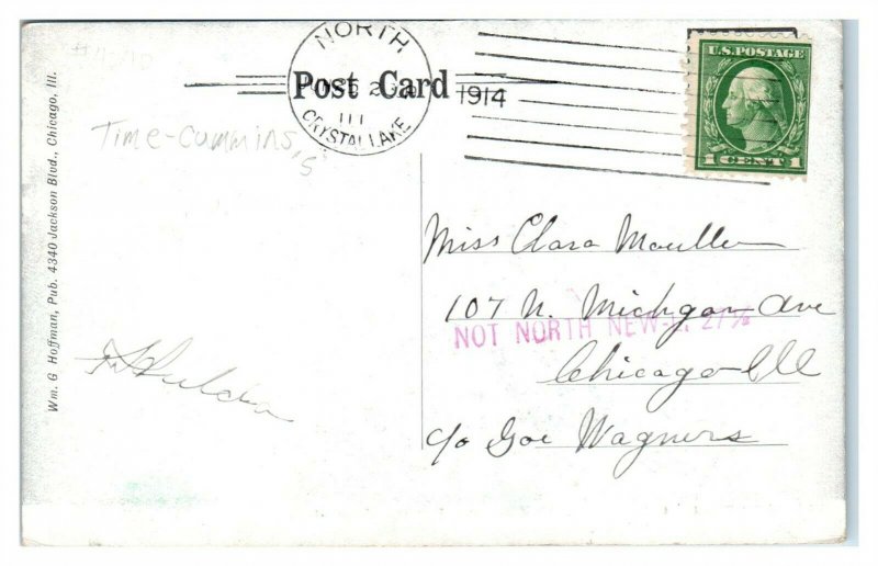 1914 View from Hotel Leonard Veranda, Crystal Lake, IL Postcard *6L(3)19