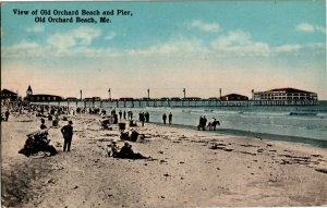 Old Orchard Beach and Pier, Old Orchard Beach ME c1919 Vintage Postcard U37