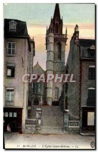 Old Postcard The Church Ste Melaine Morlaix