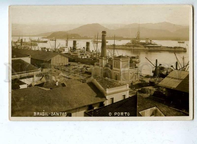 203121 BRAZIL SANTOS port military ship Vintage photo postcard