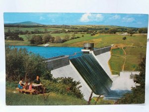 Family Picnic next to Llys Fran Reservoir Pembrokeshire Vintage Postcard 1970s