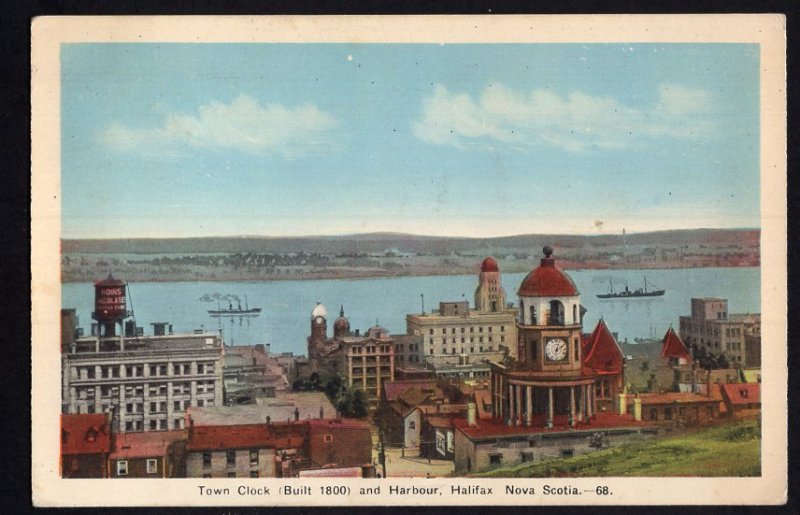 Nova Scotia HALIFAX Town Clock and Harbour pm1940 PECO White Border