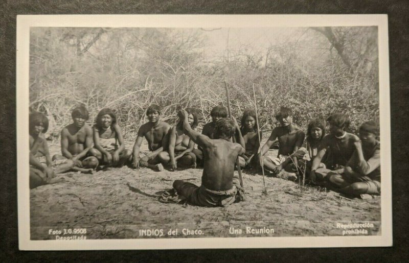 Unused Vintage Chaco Indian Reunion Semi Nude Argentina Real Photo Card-