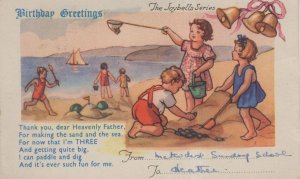 3rd Birthday Thank You God Beach Prayer I Can Dig Paddle Old Postcard