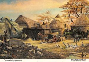uk1658 farming in byegine days threshing time real photo uk