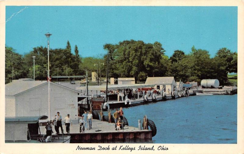 A26/ OHIO Oh Postcard Chrome KELLEY'S ISLAND Lake Erie NEUMAN DOCK People