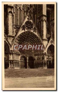 Old Postcard Bourges Cathedral Porch Central