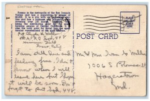 1942 Greetings From Fresno California CA, Big Letter Soldier Mail Postcard