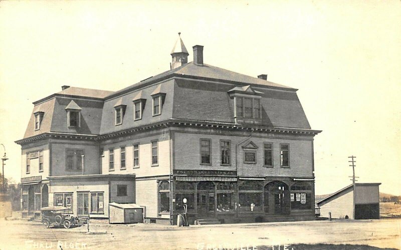 Greenville ME Shaw Block Gas Pump Old Car Storefronts Real Photo Postcard