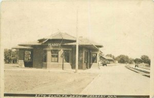 1909 Peabody Kansas Santa Fe Railroad Depot Bowers RPPC Photo Postcard