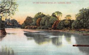 Mt Clemens Michigan~Up Clinton River~Trees Reflected in Water~c1910 Pc