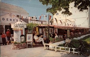 Provincetown Massachusetts MA Cape Cod Sidewalk Caf� Bicycle Vintage Postcard