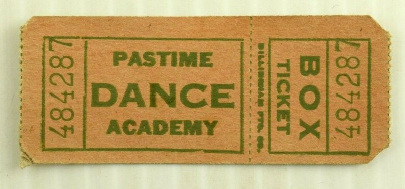 1920s-30s Pastime Dance Academy Dance Marathon Ticket Unused Original F77