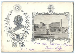 1900 Vatican City Pope Leo XIII Catholic Symbol Embossed Antique Postcard
