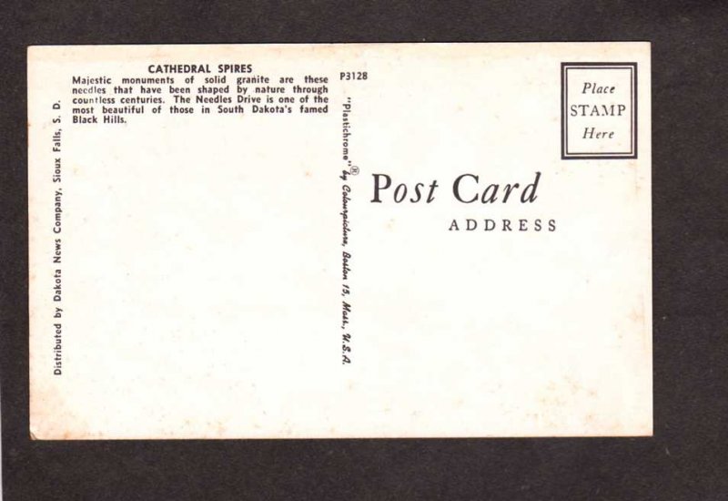 SD Cathedral Spires Needles Drive Black Hills South Dakota Postcard