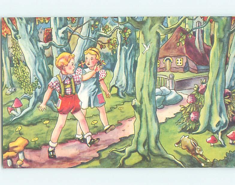 Unused Pre-1980 foreign HANSEL AND GRETEL WALKING ON PATH - FAIRYTALE J5207