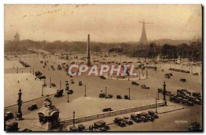 Old Postcard Paris Concorde Square Eiffel Tower