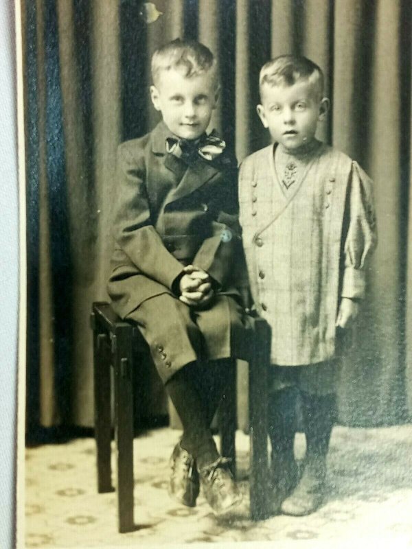 Vintage Postcard RPPC Two Boy Portrait Dressed Up Merle & Claire
