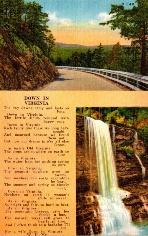 Virginia Waterfall and Highway Scene Down In VIrginia