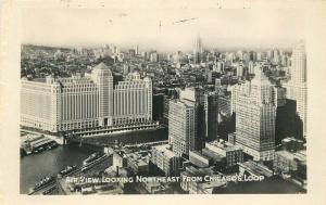 Air View Northeast 1920s RPPC Photo Postcard Chicago Illinois Glo Arena 11873