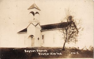 J34/ Bunker Hill Indiana RPPC Postcard c1910 Baptist Church Building 334