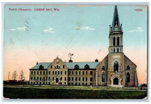 1911 Polish Monastry Exterior Building Green Bay Wisconsin WI Vintage Postcard