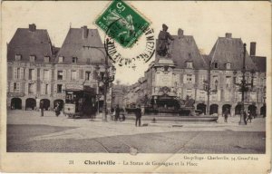 CPA CHARLEVILLE - La Statue de Gonzague et la Place (135494)