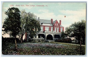 c1910 Daily Hall Thiel College Building Greenville Pennsylvania Vintage Postcard