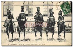 Old Postcard Horse Equestrian Saumur Cavalry School bows