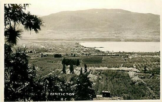 Canada, Penticton, B.C., RPPC, Town and Mountain View