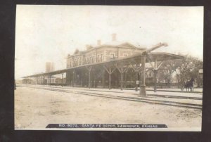 REAL PHOTO LAWRENCE KANSAS RAILROAD DEPOT TRAIN STATION POSTARD COPY